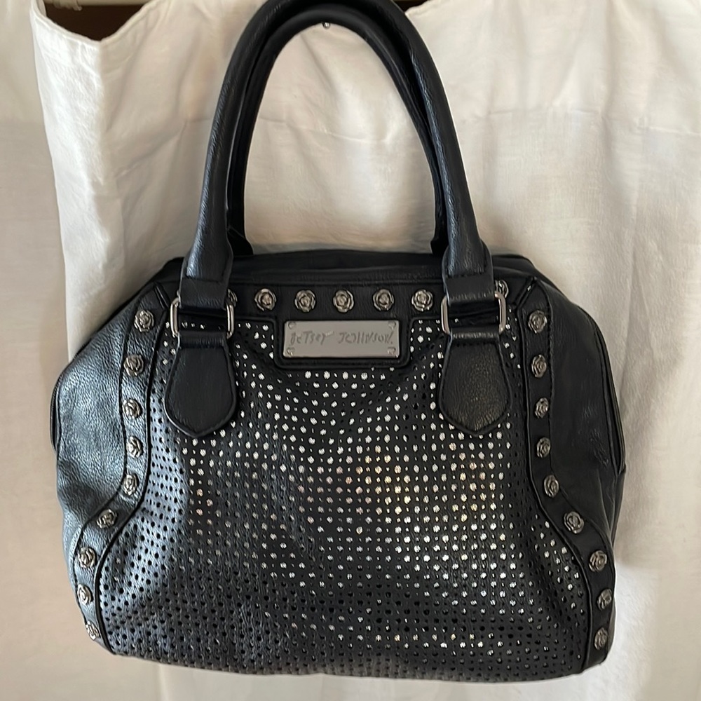 Betsey Johnson Tuxedo Junction black bowler bag